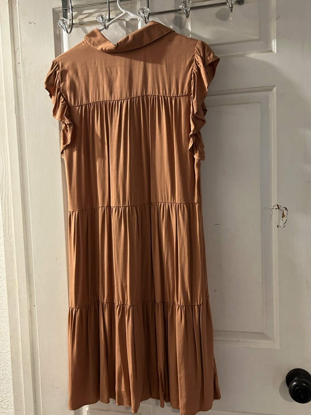 Lucky Brand Rust-Toned Tiered Button-Front Midi Dress - Picture 2 of 2